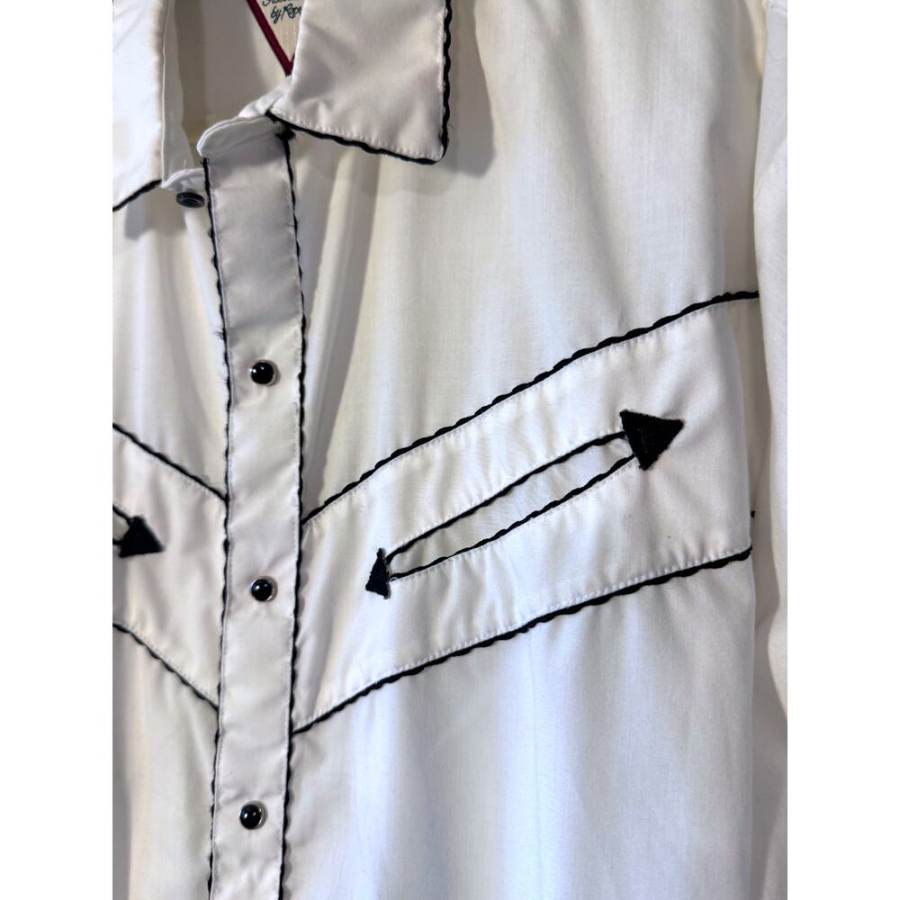 Vintage Cowboys Turtle Association by Roper Western Shirt Mens XL White Black - Picture 5 of 13